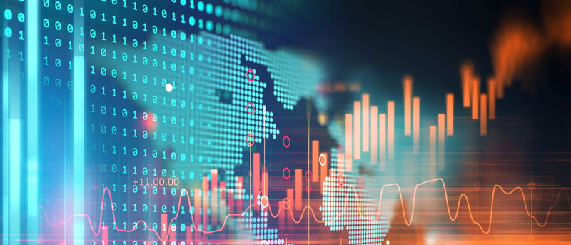 economic metrics on computer screen